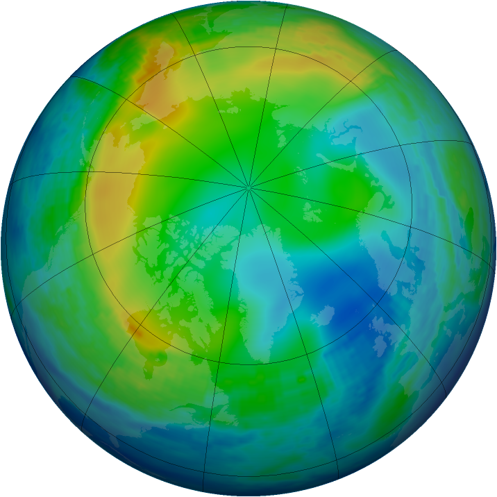 Arctic ozone map for 20 December 1992